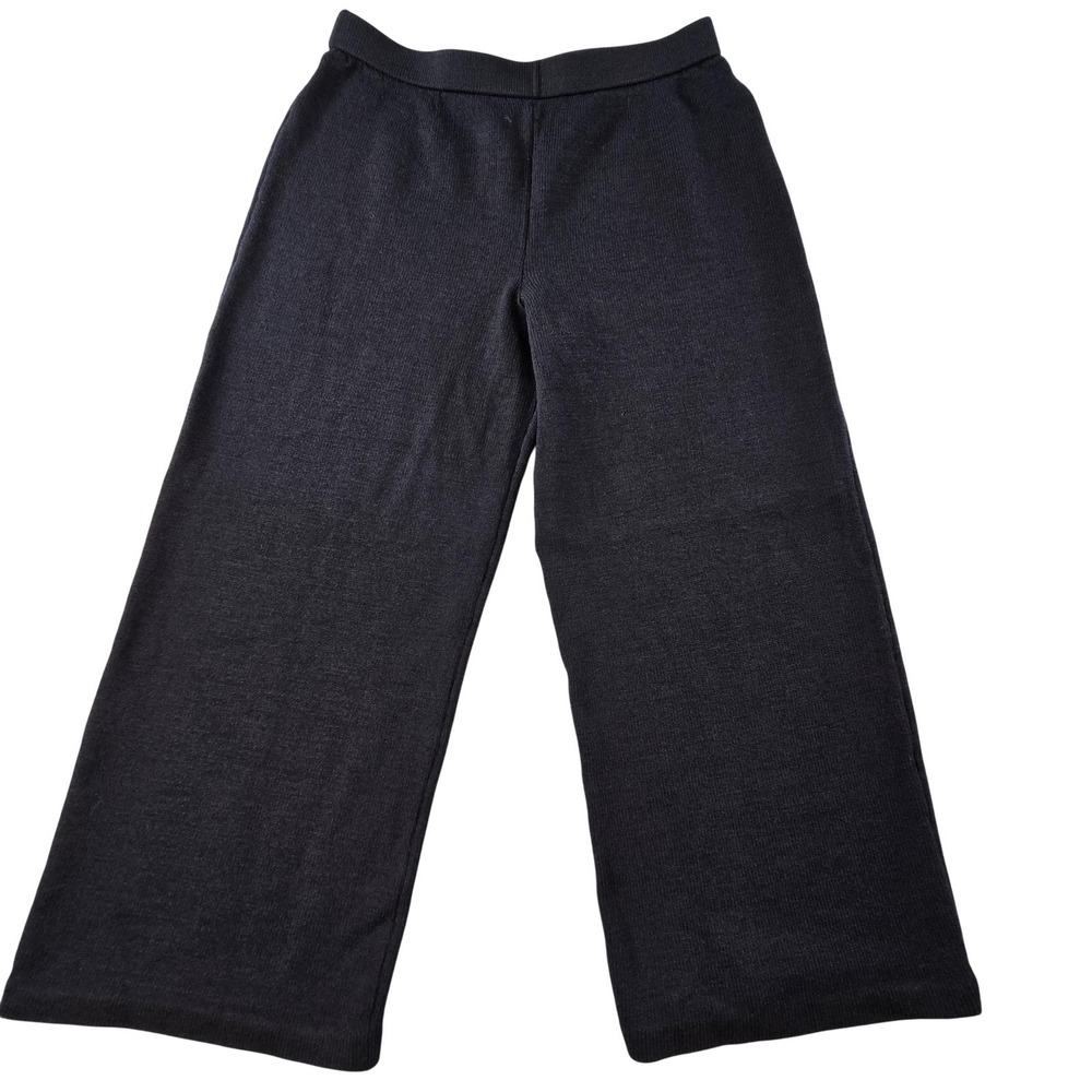 St. John Collection Pants Womens 12 Black Cropped Knit Wool Rayon Pull On